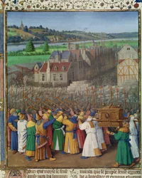 Sra. Pe 247 f.89 A Queda de Jericó, ilustração de &39;Antiquites Judaiques&39;, c.1470